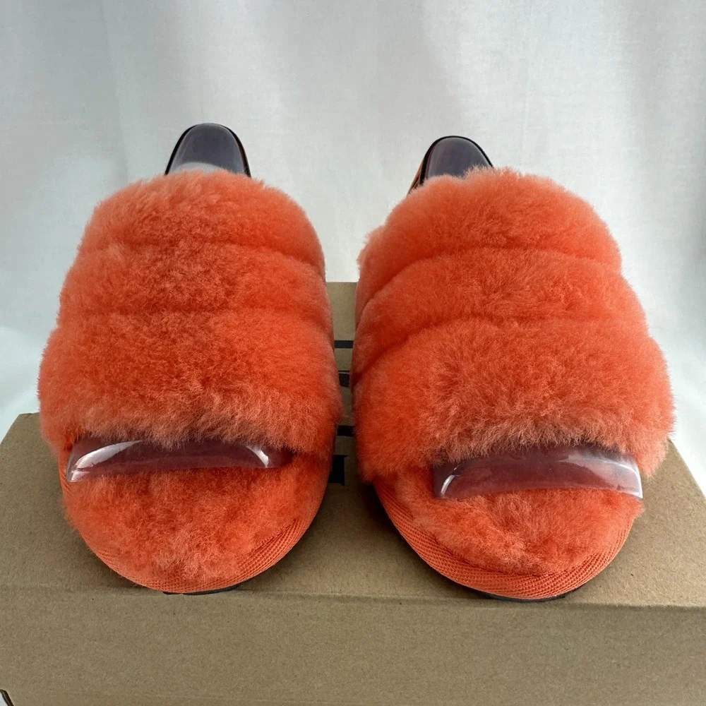 UGG Toddler Girls Fluff Yeah Slide Slippers Size 11T Hong Orange New w/ Box
